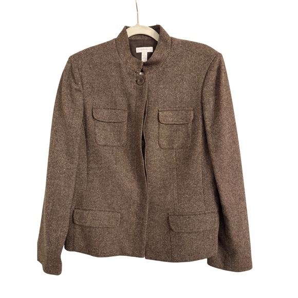 Charter Club Brown Wool Blend Blazer Jacket Career Office‎ Coat - Picture 1 of 4